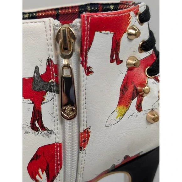 6.5 Iron Fist Fox Chew Toy Bootie Platform Stiletto Ankle Boots Gold Studded 37 - Picture 4 of 8